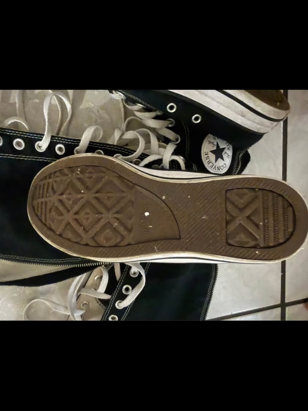 Converse Black & White High-Top Knee-Length Lace-Up Sneakers - Picture 3 of 4